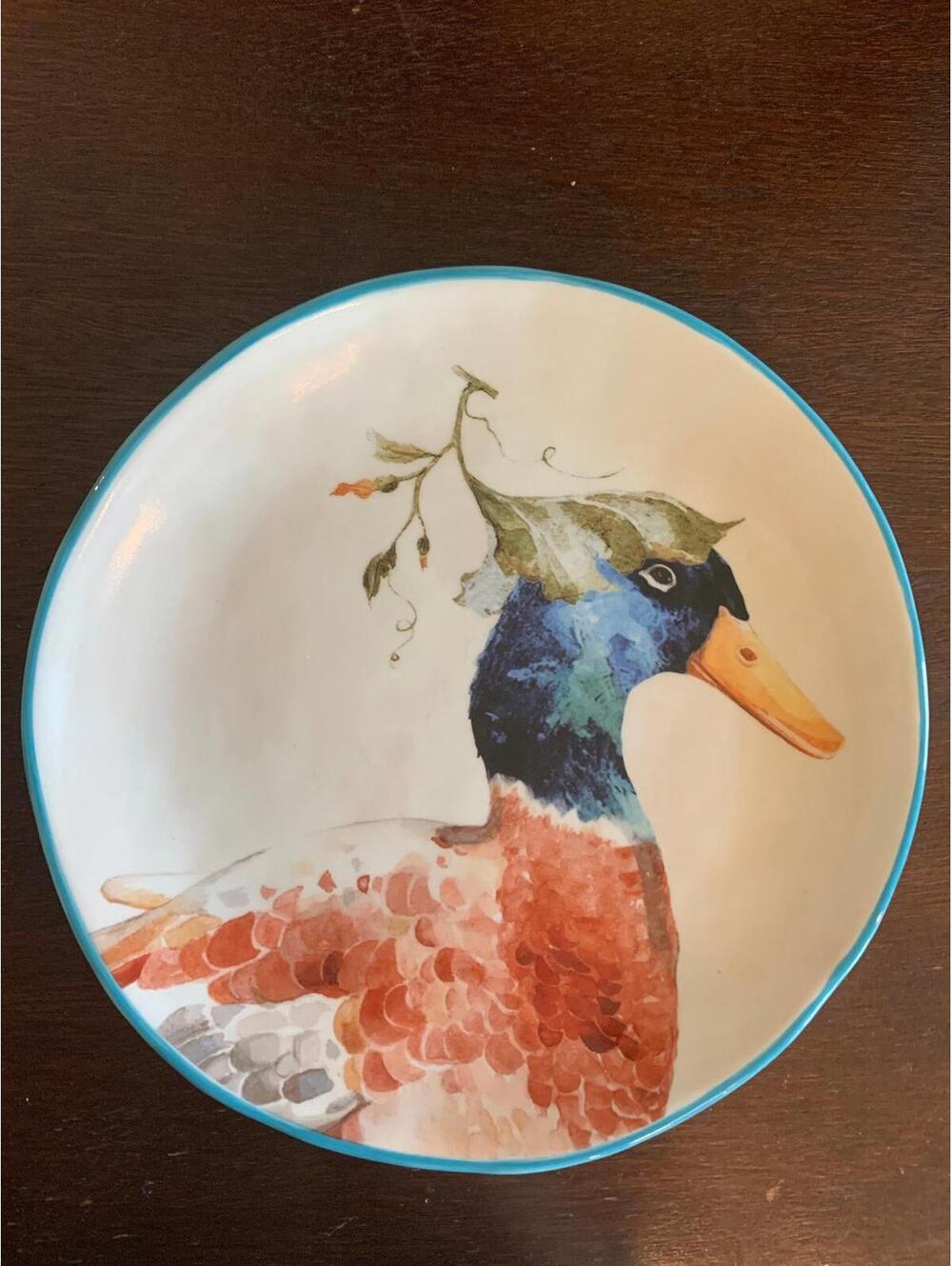 Pier 1 Hand Painted Duck Stoneware Plate - Retired
